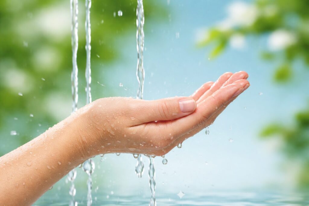 40代デパコス美容液の選び方解説に使用する、手元で美容液の質感を感じるイメージ