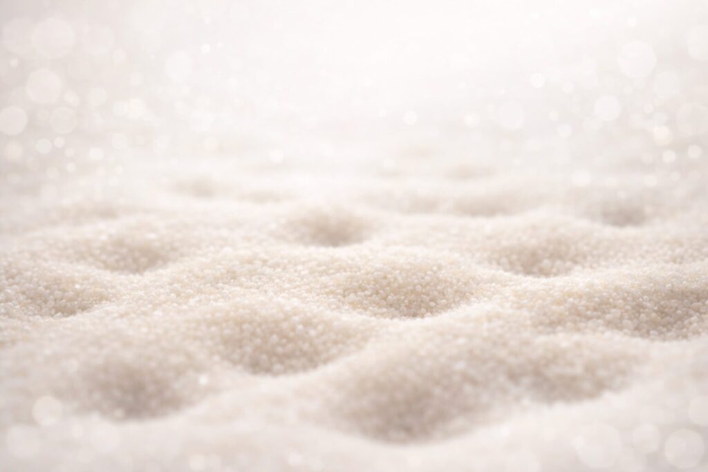 40代の毛穴悩みをイメージした、粒子感のある砂のテクスチャービジュアル