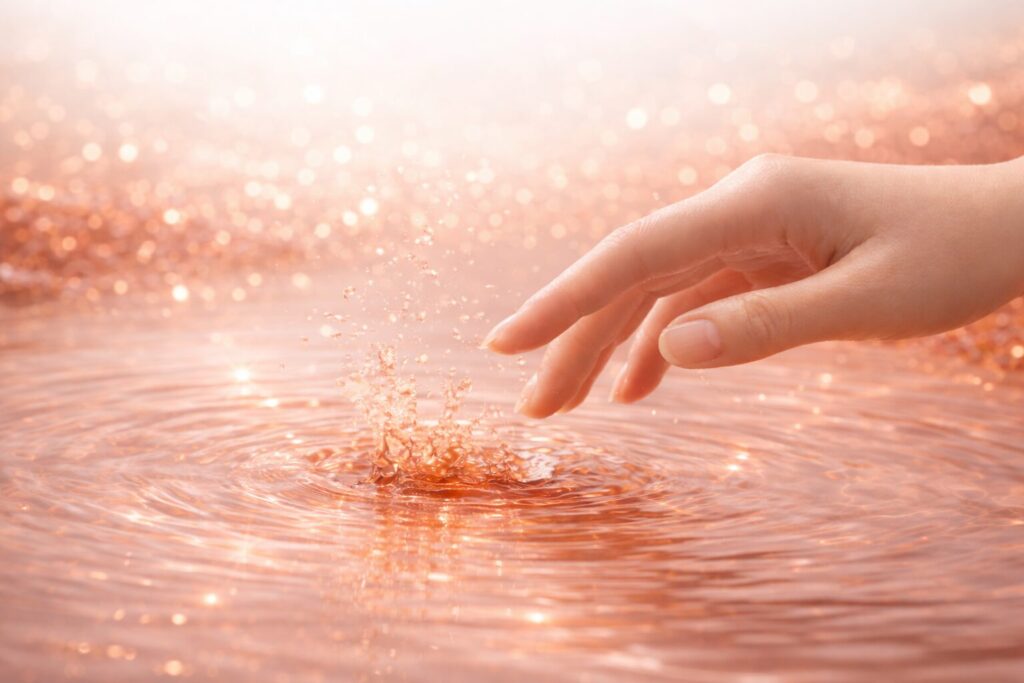 手元のクローズアップ　40代が美容液の選び方を考えるイメージ
