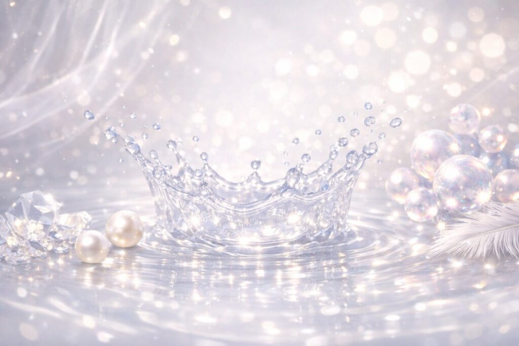 40代のハリ不足を感じ始めた肌をイメージした水面と光のビジュアル