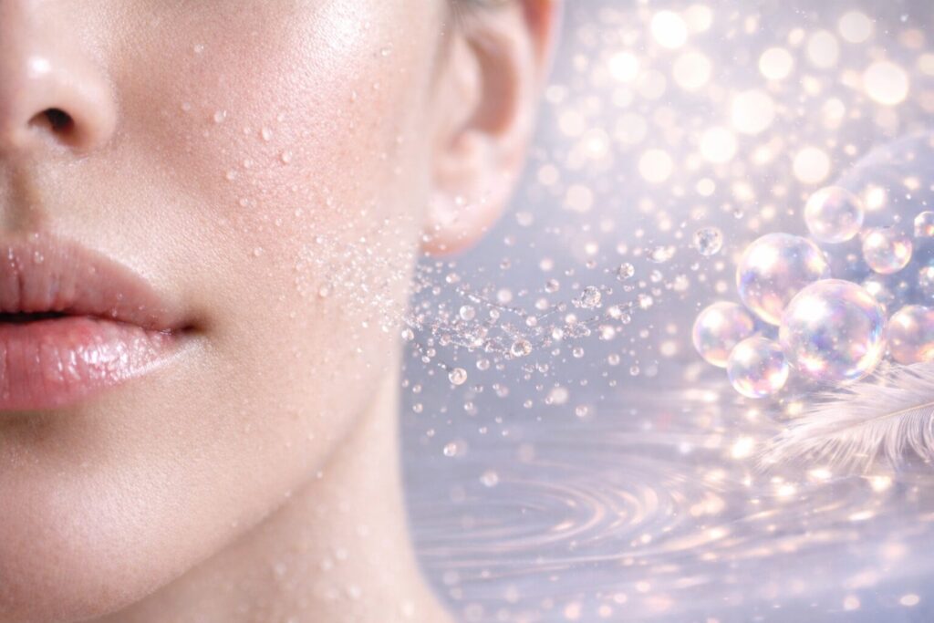 40代のハリ感をイメージした落ち着いた表情のフェイスビジュアル