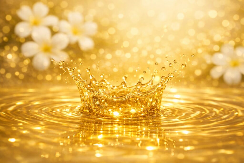 40代の肌をイメージした水面と光のビジュアル