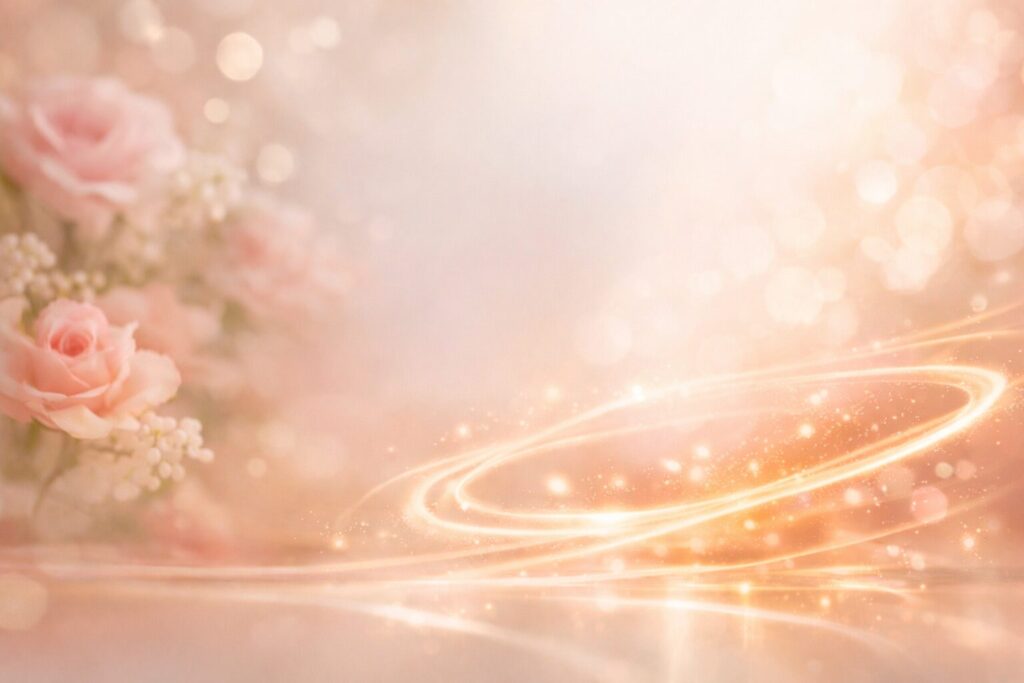 40代の糖化対策をイメージした、やわらかな光と花が広がる透明感のあるビジュアル