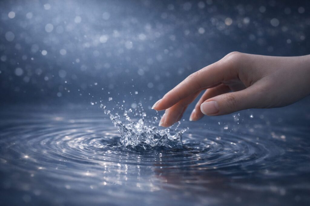 40代の夜のスキンケアをイメージした、手元のやさしい質感写真