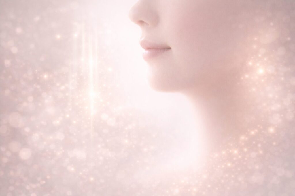 40代のたるみ・ほうれい線対策を意識した、ハリ感を感じさせる顔のイメージ