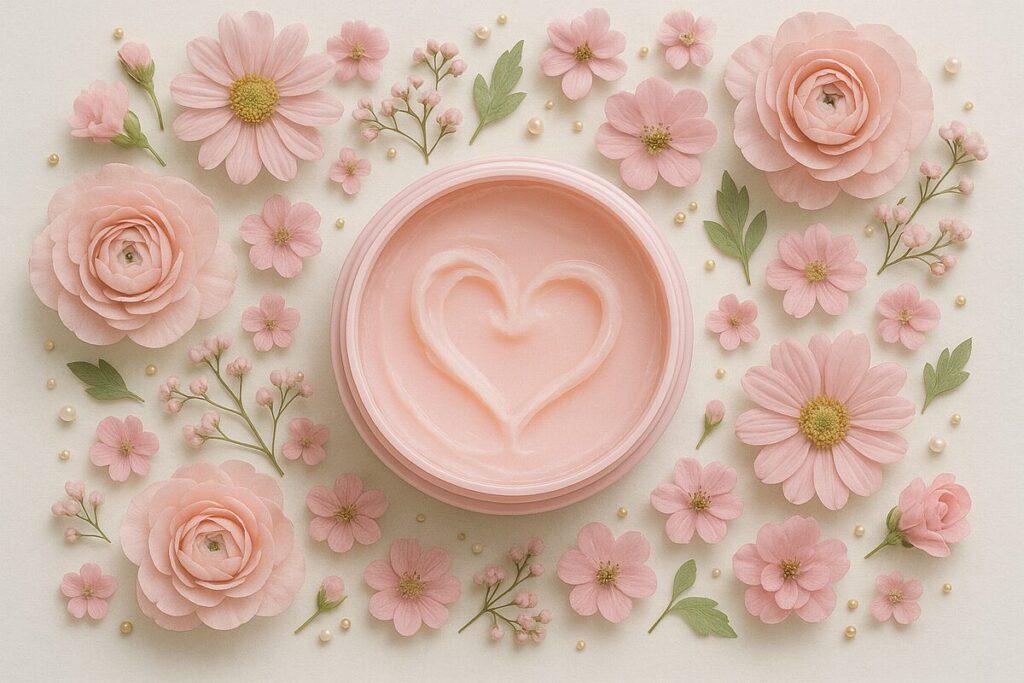 濃いメイクも落としやすいクレンジングバームの世界観イメージ。40代の乾燥悩みに寄り添うスキンケアの雰囲気を表現