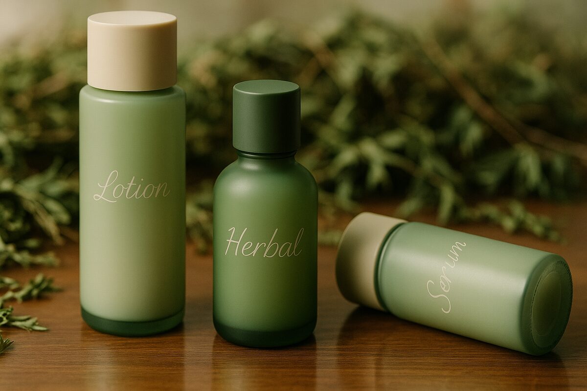 和漢植物美容液のイメージ（40代の肌を落ち着かせて整えるスキンケア風景）