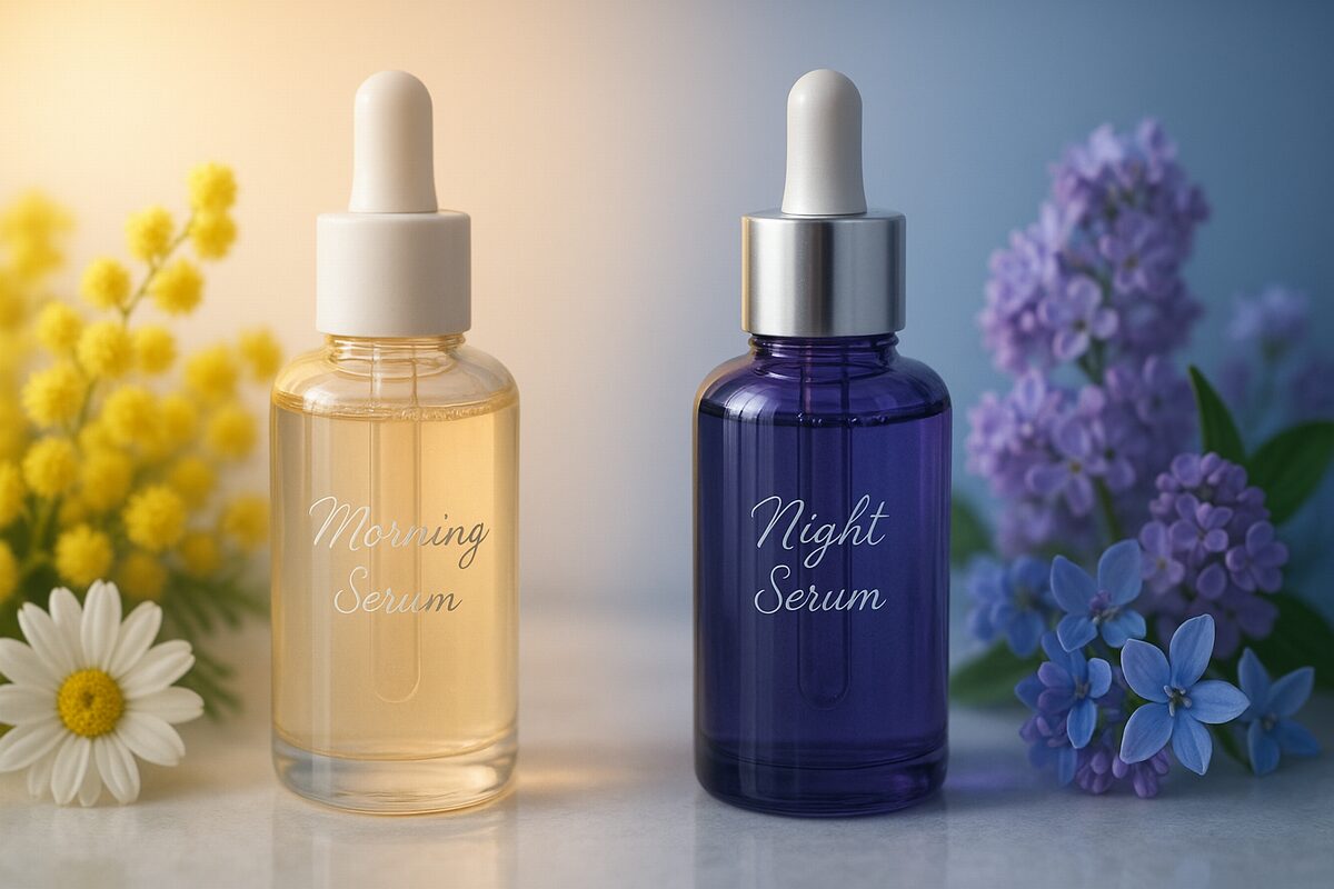 40代の朝夜美容液ケアにおすすめのアイテムイメージ（時間帯で使い分けてハリとうるおいを守る）