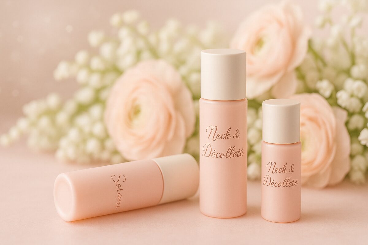 40代向け首・デコルテ美容液のイメージ（うるおいとハリを与えるケア）