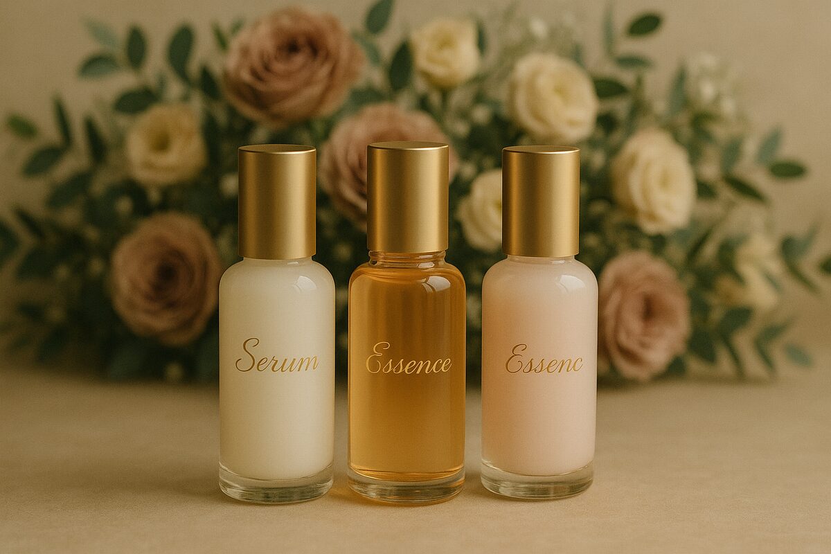 50代デパコス美容液おすすめのイメージ（上質なボトルと柔らかな光でハリとツヤを表現）