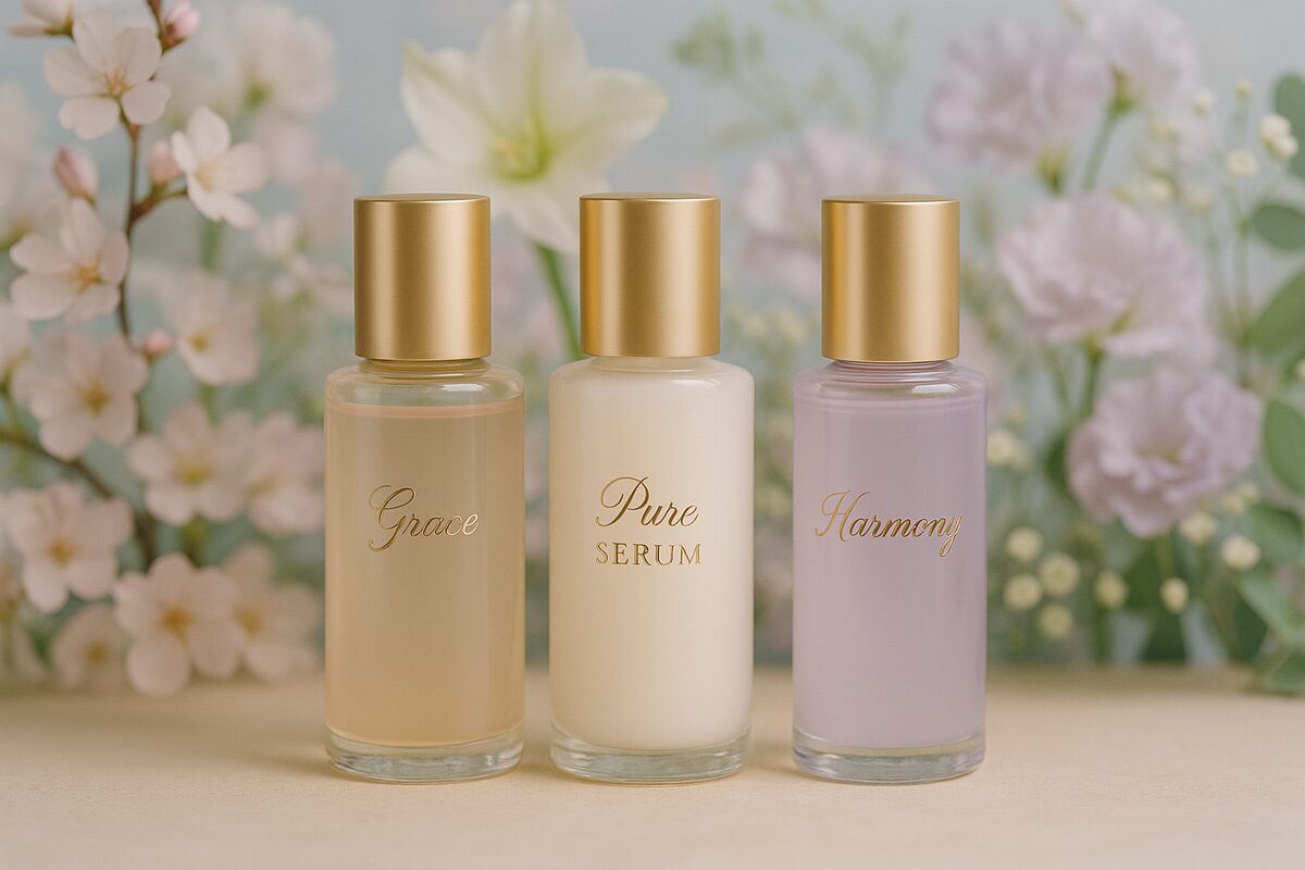 50代向け国産ブランド美容液おすすめのイメージ（和の上品さとやわらかな光で落ち着いたスキンケアシーンを表現）