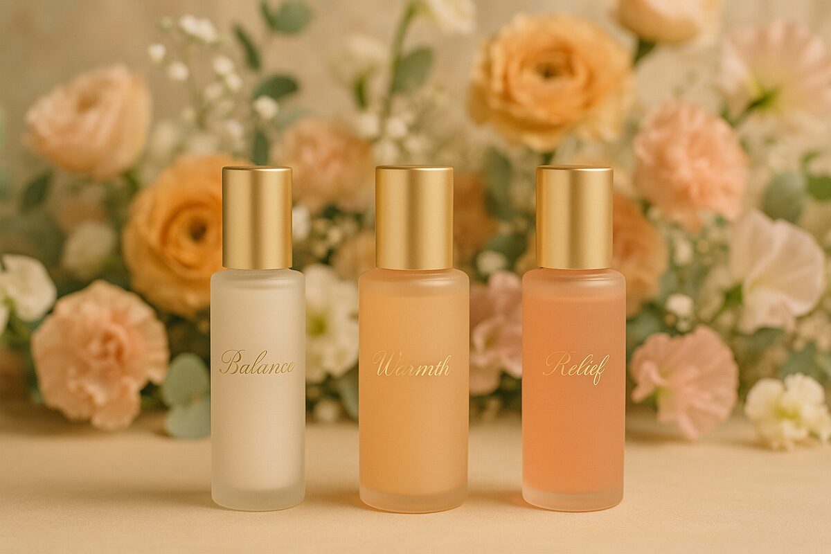 50代更年期世代の肌に寄り添う美容液ケアのイメージ（乾燥とほてりをやさしく整える上品なスキンケアシーン）