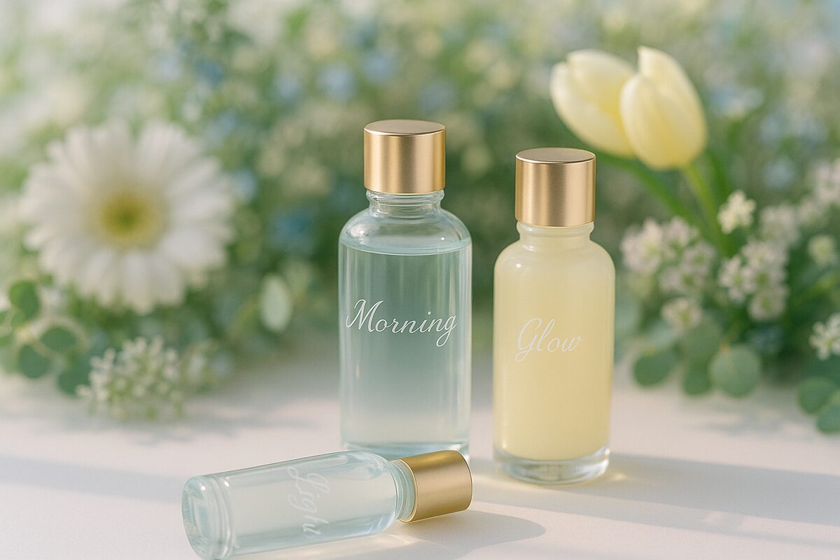 50代の朝に使いやすい時短美容液のイメージ（メイク前にうるおいとツヤを整える）