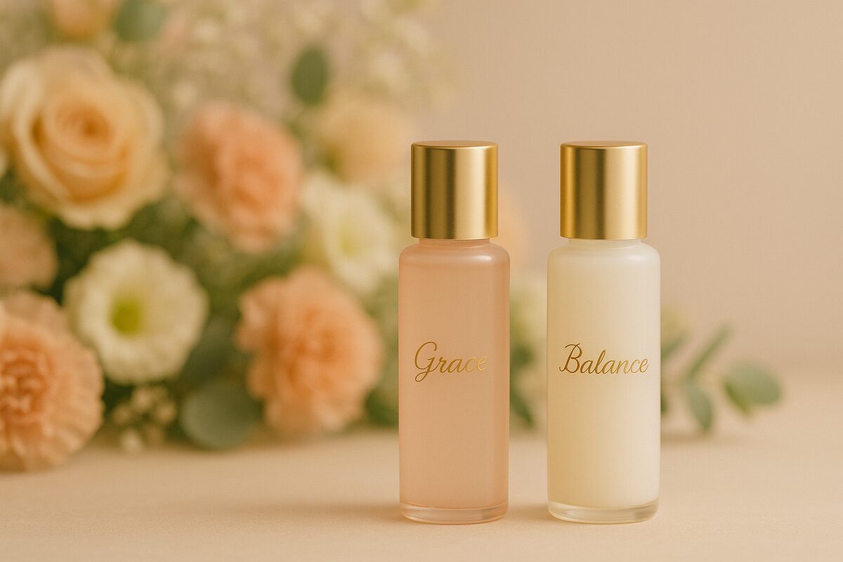 50代の首・デコルテ美容液イメージ（年齢印象を整えるパーツケアの象徴）