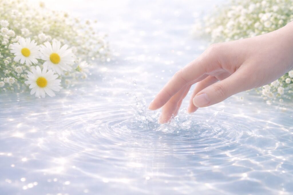 うるおいを意識したスキンケアをイメージする手元の写真