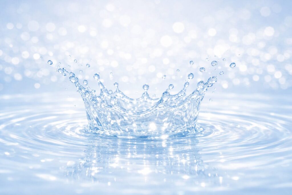 ヒアルロン酸美容液のうるおいイメージ。40代の乾燥が気になる肌をみずみずしく整える印象