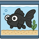 術後に目の下がぷっくりした状態をたとえた出目金のイラスト