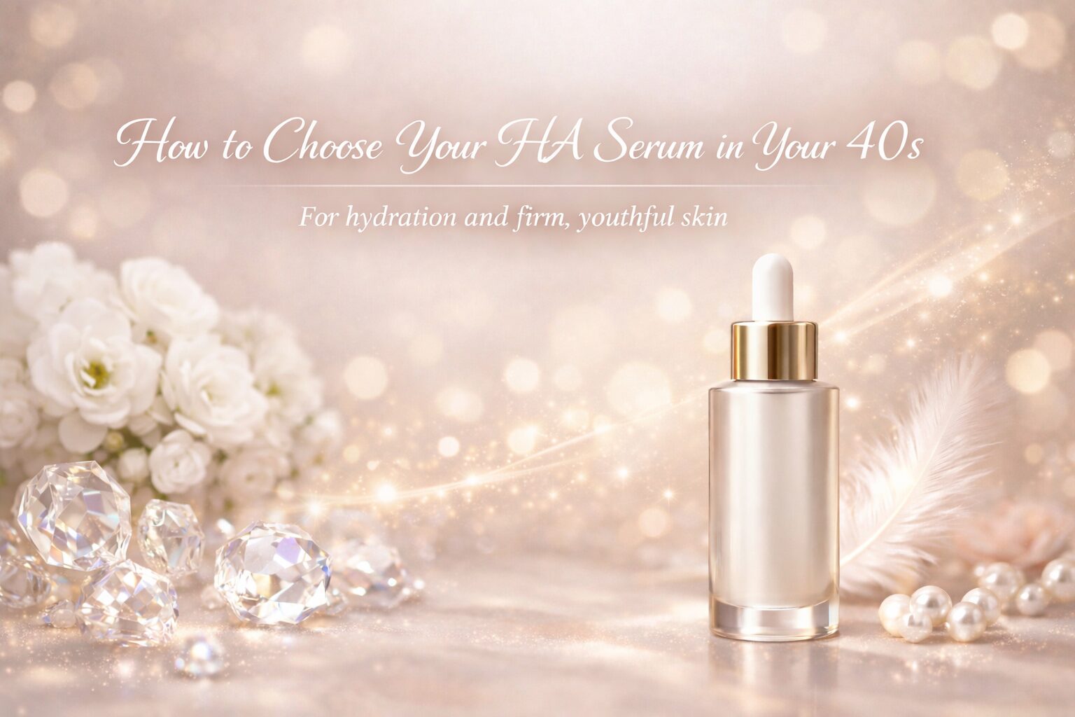 40代の乾燥・ハリ不足をイメージしたヒアルロン酸美容液の保湿ケアを表現したビジュアル