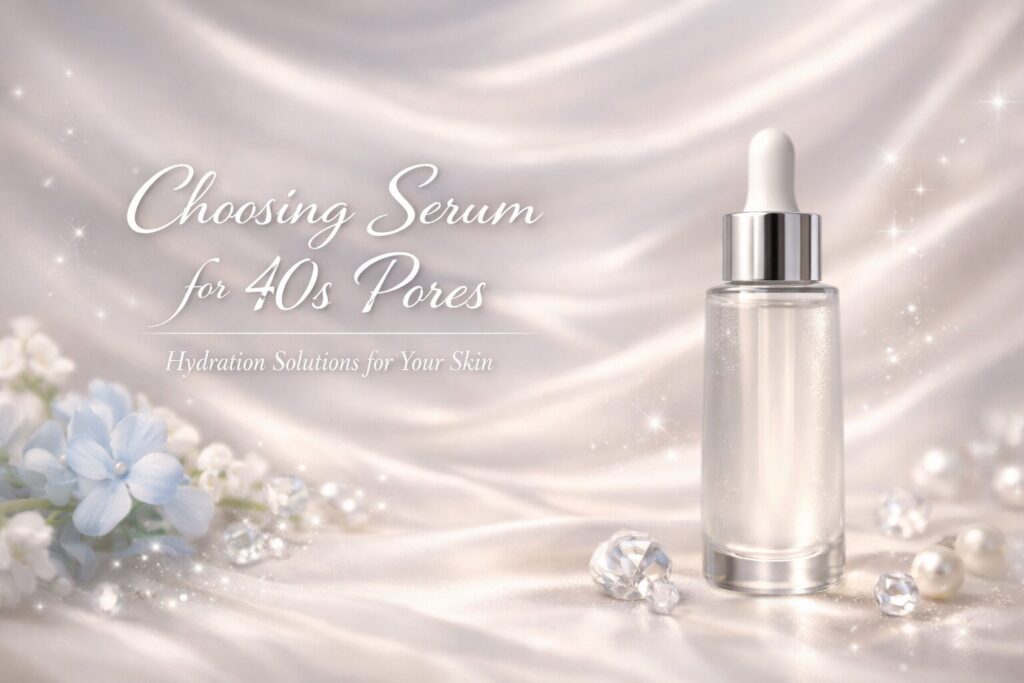 40代開き毛穴向け美容液の選び方をイメージした水分設計の美容液ビジュアル