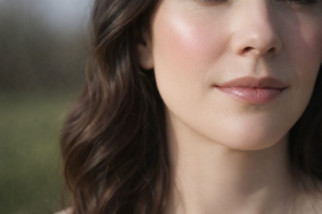 40代ブルーライト環境ケア美容液ケアをイメージした頬のビジュアル