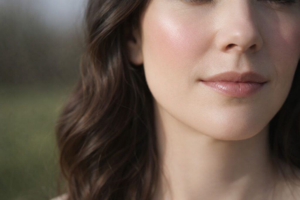 40代のシワ美容液の適量と効果を引き出す使い方ケアをイメージした女性の頬の画像