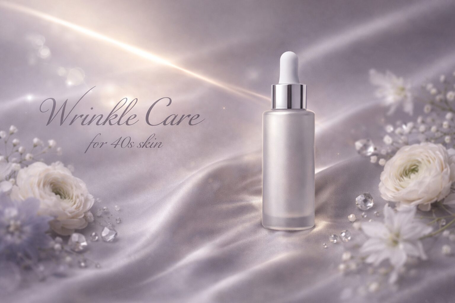 40代のシワケアで美容液を使いすぎている女性のイメージと適量のバランスを考えるビジュアル