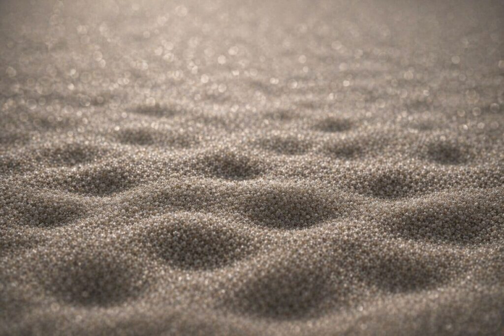 黒ずみ毛穴の構造をイメージした砂の質感のビジュアル