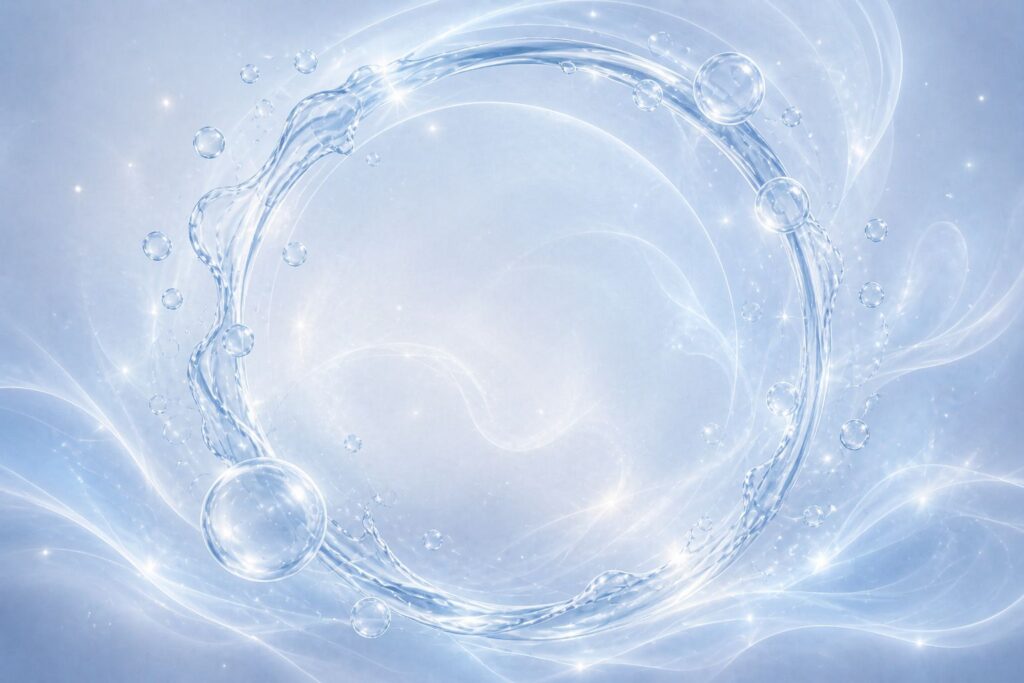 40代の乾燥しやすい肌に向けた化粧水を水と光で表した画像